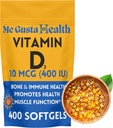 D3 10 mcg (400 IU) 400 softgels | D3-vitamiini lisand | D3-vitamiini softgels | kaltsiumi imendumise jaoks oluline | toidulisand luude, hammaste, lihaste ja immuunsüsteemi tervise toetamiseks