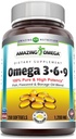 Amazing Omega 3.6.9 Supplement | 1200 Mg | Sidrunimaitse | Linaseemneõli, Borage Oil, Rasvhapped | Mitte-GMO | Gluteenivaba | Valmistatud USAs (1 Pack | 250 Softgels)