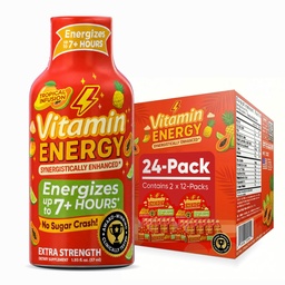 Vitamiinienergia fookus + ekstra tugevus Energia Shot Tropical Infusioon 24 Pack, 260mg looduslik kofeiin, B-vitamiinid, CoQ10, aminohapped, fookus, tootlikkus ja selgus, nullsuhkur, gluteenivaba, 1,93 fl oz