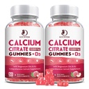(2 Pack) Kaltsiumtsitraat 1200mg koos D3-vitamiini lisanditega Naistele ja meestele mõeldud kummikud, kaltsiumkummid koos D3-vitamiini K2-ga, kõrge imendumine luulihastele Tervislik - virsikumaitse - 60 päeva pakkumine