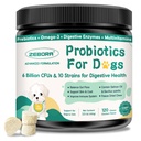 Probiootikumid koertele Seedetrakti Tervis, Koerte probiootikumid ja seedetrakti ensüümid, prebiootikumid, Omega-3 & 6 ja vitamiin koertele, 6 miljardit CFU-d soolestiku tervise ja immuunsüsteemi toetuseks, 120 närimist