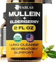 FabLab Mullein Leaf Extract koos Elderberry 2 Fl Oz - valmistatud USAs - Tilgad Parem Lung - Mullein Tinktuur Lung Detox - Bronhiaalne Puhastus Suitsetajatele - Hingamisteede taimsed täiendus