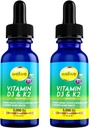 2 pudelit Vedel Vitamiin D3 K2 langeb 5000 IU MCT õli - Vegan Vegani Vedel D-vitamiini lisand energiataseme, meeleolu ja immuunsüsteemi suurendamiseks, maitsestamata, lõhnata, gluteenivaba, mitte-GMO, 2 Fl Oz