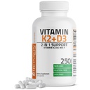 Bronsoni vitamiin K2 (MK7) koos D3-lisandiga Mitte-GMO valem 5000 IU D3-vitamiin & 90 μg K2 MK-7 Lihtne alla neelata D & K kompleks, 250 kapslit