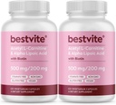 BESTVITE Atsetüül L-karnitiin 500 mg & alfa-lipohape 200 mg kapsli kohta koos biotiiniga (240 taimekapslit) (120 x 2) - Steaate ei ole - vegan - mitte GMO - gluteenivaba