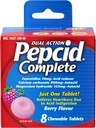 Pepcid Complete Acid Refluks + Antacid for Acid Refluks , 10 mg Famotidine , 800 mg Kaltsiumkarbonaat & 165 mg Magneesiumhüdroksiid kõrvetiste ravim Tablett , Antacid Chews , Berry , 8 ct