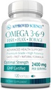 Heakskiidetud Teadus Omega 3-6-9-2400mg E-vitamiiniga kala-, linaseemne- ja kurgiõlide päevane segu - tervisetoetus - mitte-GMO, elavhõbedavaba - 120 Softgels - 2 kuu pakkumine