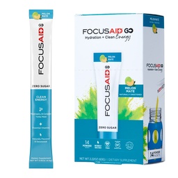 FOCUSAID GO Nootropics Energy Blend, Zero Sugar, Alpha-GPC, GABA, B-Complex, Yerba Mate, Green Tea, Keto Friendly, 100mg Natural Caffeine (pakk 14)