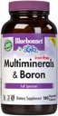 Bluebonnet Multi Minerals Supplement Plus Boron Kelate Magneesium Kaalium Vask Seleen Mangaan Kroom & Tsink Kompleks Naistele Ja Meestele - Ei Raud, Mitte-GMO, Gluteenivaba - 180 Taimset Kapslit