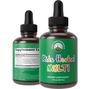 Laste vitamiinid maitsetaimedest. Vedelad lapsed Taimsed multivitamiinid. Suhkruvaba 14-in-1 veganlisandi tilgad väikelastele, lastele, teismelistele. segatud vees nad isegi ei maitse seda