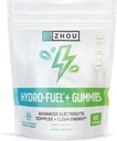 Zhou Nutrition Hydro-Fuel+ Kummid - elektrolüütkummid hüdratsiooniks, täiustatud närimiskompleksi elektrolüütide kompleksiga ja 75 mg kofeiini puhta energia jaoks, hüdratatsioonilisand - 60 vegan närimist