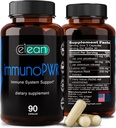 ELEAN Immuno PWR- rikastatud tsingi, seleeni, aminohappe lüsiini ja astragalus juure ekstrakti kollageeni süntees, kilpnäärme tervis, mineraalide toetamine, energia ja immuuntervise 90 Veg kapslid.