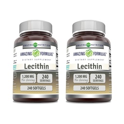 Hämmastav valem Letsitiini 1200 mg Softgels Supplement | kõrge potentsi | Mitte-GMO | Gluteenivaba (2 Pack, 240 Count)