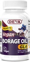 Deva Vegan Vitamiinid, Borage Oil 500mg, rikas allikas Omega-6 Rasvhape GLA (Gamma linoleenhape), külmpressitud ja rafineerimata, 90 tabletti, 1-pakend