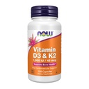 NOW toidulisandid, vitamiin D-3 & K-2, 1000 IU / 45 mcg, Plus kardiovaskulaarne tugi *, toetab luu tervist *, 120 veg kapslit