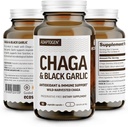 100% Real Wild Chaga Seen & Aged Black Garlic Pulber Kapslid – Antioksüdant & Immune Support Supplement | Nordic Forest Chaga Seened Black Garlic | No Filles | 1500mg Kapslid | 90 ct