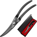 Köögikäärid Rasked tollimaksud, Premium Köögikäärid Roostevaba teras, 8.8" Kodulinnukäärid Ultra Sharp kondikana lihale, Toidukäärid Libedusevastane käepide, Must Titaan Plated, Kevadlaetud