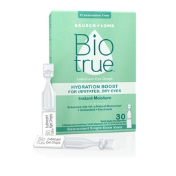 Biotrue Hydration Boost, säilitusainevabad silmatilgad kuivadele silmadele, koheselt niisutab, rehüdraadid, kontaktläätsed sõbralikult, värskendage ja leevendage silmade ärritust, 30 ühekordset kasutamist (pakend 1)