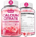 Kaltsiumtsitraatkummid 1200 mg täiskasvanutele: Ultimate Absorption Kaltsiumi lisand naistele ja meestele - lihtne seedida, vegan, mitte-GMO, gluteenivaba - looduslik maasikamaitse