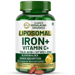HIMALAYAN ORGANICS Orgaanika Kelaaditud raud vitamiin C, B12, tsink ja foolhape | Suurendada hemoglobiini taset | Parandab kontsentratsiooni tase, energia ja vere hoone-120 Veg tabletid