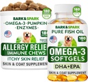 Allergy Relief + Omega 3 Bundle - Anti-Itch Skin & Coat Supplement + Nahaallergia - Omega 3 Kalaõli + EPA & DHA Rasvhapped - Itching & Paw Licking + Joint Health - 180 Chews + 180 Softgels - Valmistatud USAs