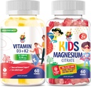 SUNNY SAM Vitamiin D3 K2 Gummies 5000 IU & Magneesium Gummies lastele tsitraadi närimistable toidulisand meeleolu ja lihaste toetamine