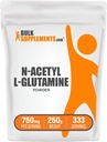 BulkSupplements.com N-atsetüül L-glutamiin Pulber - glutamiinilisand, L glutamiinipulber, soolestiku tervis ja taastumine - gluteenivaba, 750 mg serveerimise kohta, 250 g (8,8 oz) (pakk 1)