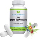 Trans-Resveratrooli lisand - orgaanilised kapslid - Vegan toidulisandid naistele ja meestele, looduslikud antioksüdandid, polüfenoolide lisand, vananemisvastane - 60 kapslit, 600 mg, 30 päeva pakkumine