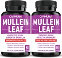 (2 pakendit) Mullein Leaf Kapslid 6850mg - Mullein Leaf, Cordyceps, Reishi - 4 kuu pakkumine