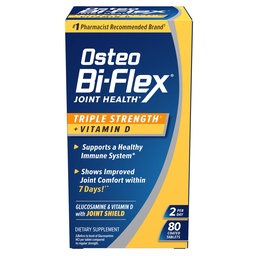 Osteo Bi-Flex kolmekordne tugevus (5) koos D-vitamiiniga Glükosamiin Kondroitiini ühine tervise täiendus, kaetud tabletid, 80 loend