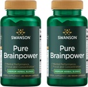 Swanson Pure Brainpower Brain Health Cognitive Mälu Fookuse toetamine Aju poolt toodetud neurotroofne faktor (BDNF) Taimne täiendus (Ginkgo Biloba, Bacopa Monnieri) 60 Veggie kapslit (Veg Caps) (2 Pack)
