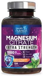 Magneesiumtsitraadi kapslid 1000mg - Maksimaalne imendumine Magneesiumi pulber lihaste, närvide, luude ja südame tervise toetamiseks, kõrge imendumise tsitraadi kompleks, gluteenivaba, mitte-GMO - 120 kapslit