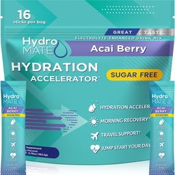 Elektrolüütpulber Suhkruvaba hüdratatsiooni pakendid Acai Berry HydroMATE 16 Pulgad