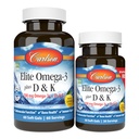 Carlson - Elite Omega-3 Plus D & K, 700 mg Omega-3s + D3 & K2, Function, Bone Health & Immune Support, Sidrun, 60+30 Softgel