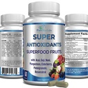 Super Antioksüdant Fruit Superfood Complex - Võimas Antioksüdant Superfruits, Acai, Goji, Noni, Mangosteen, Granaatõuna, Elderberry, Resveratrool, Immune Support, Nahahooldus - 60 kapslit
