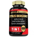 11in1 Citrus Bergamot Supplement 1000mg Olive Leaf, Hawthorn Berry, Guggul, küüslauk ja rohkem - Toeta immuunsust, vereringesüsteemi ja üldist tervist - 200 kapslit