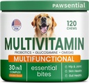 Koera vitamiinid + glükoosamiin - näritavad multivitamiinid + probiootikumid, oomega - puusa- ja liigesetoetus, nahk ja kate, soolestik Tervis - Täiskasvanud ja vanem - suur ja väike tõug - 120 närimist