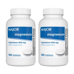 Major Magneesium 500mg - Magneesiumoksiidi tabletid - Toidulisand - 100 loend (2 Pack)