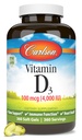 Carlson - D3-vitamiin, 4000 RÜ (100 mikrogrammi), luu ja immuuntervis, kolekaltsiferooli lisand, Gluteenivaba D-vitamiini kapslid, 360 Softgels