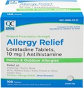 24-tunnine allergia meditsiin, sise- ja välisallergiate mitteuimastav leevendus, loratadiin 10mg antihistamiin, aevastamise, runny nina, sügelevate ja vesiste silmade leevendamiseks, 100 loend