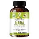 Orgaaniline Veda Neem Kapslid Triple Complex Neem Leaf ekstrakt, koor ja õis - Taimne täiendus suurendab immuunsust, parandab seedimist, naha tervist ja toetust puhastamine - 60 Count