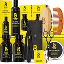 The Beard Club Premium Beard Kit for Men - Grooming & Care Kit - Cedar & Sandalwood Oil, Sandalwood Balm, Shampoo, Brush, Comb, Trimming Käärid, Straight Edge Razor - Kingikomplekt
