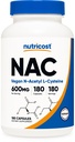 Nutrikost N-atsetüül L-tsüsteiin (NAC) 600mg, 180 kapslit - GMO-vaba, Gluteenivaba