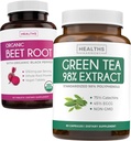 Beet Root & Green Tea Extract (1-kuuline pakkumine) Detox Power Duo - orgaaniline suhkrupeedi juur koos musta pipariga imendumiseks 1250mg (60 tabletti) ja roheline tee ekstrakt 98% EGCG 1000mg portsjoni kohta (60 kapslit)