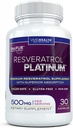 Resveratrol Platinum Antioksüdandid Täiendus: Võimas vananemisvastane valem puhtaga, looduslik trans-resveratrool immuunsuse toetamiseks, vitaalsuseks ja aju terviseks, 30 gluteenivaba köögiviljakapslit