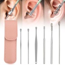 Kõrvapuhastaja, 2024 New Satinless Steel 360° Spiral Earwax Cleaner Tool Komplekt PU nahaümbrisega, Kõrvapuhastuskomplekt, Majapidamiste Loominguline Kaasaskantav Kõrvapuhastuskomplekt meestele ja naistele (E Type*1)
