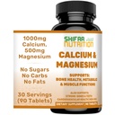 SHIFAA TOITUMINE Halal Kaltsium Magneesium Lisand w / Vitamiin D3 | Kaltsium 1000 mg, Magneesium 500mg | 30 Servingud, Mitte-GMO | Struktuur ja luu tugevus, Hambad, Kardiovaskulaarne Ja Lihaste Tugi
