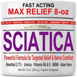 Sciatica närvikreem - jalgade, käte, jalgade, varvaste, selja maksimaalne tugevus - looduslik ultratugevus Arnica, MSM, mentool, rahustav mugavus, suur 8 Oz