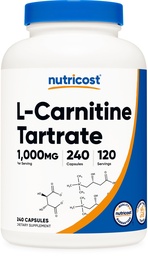 Nutrikost L-karnitiin Tartraat 1000 mg, 240 kapslit - 500 mg kapsli kohta, 120 serveerimist