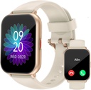 RUIMEN Smart Watches for Women Men (Vastus / Tee kõned, 2 Bands Included), 1.8" Smartwatch iOS / Android telefonid, Fitness Tracker Heart Rate / Uni Monitor Digital Watch Veekindel Linnukindel Valge